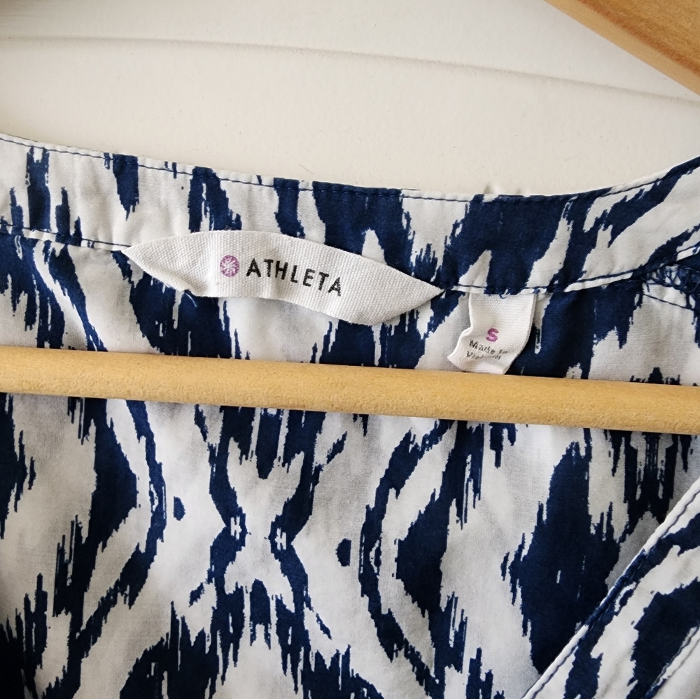 Athleta Women's Size SMALL Ikat Print Cotton Silk Swim Cover Up Tunic - Picture 2 of 8